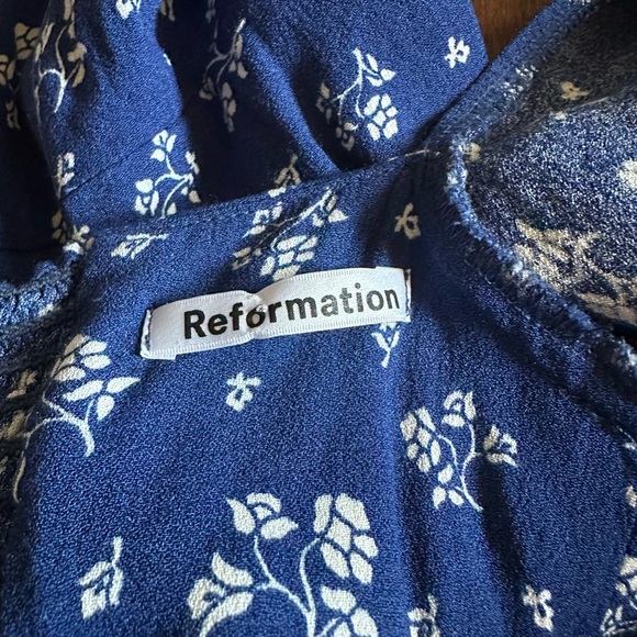 Reformation nell top blouse in maison blue and white floral corset fit size 8 - Picture 5 of 8